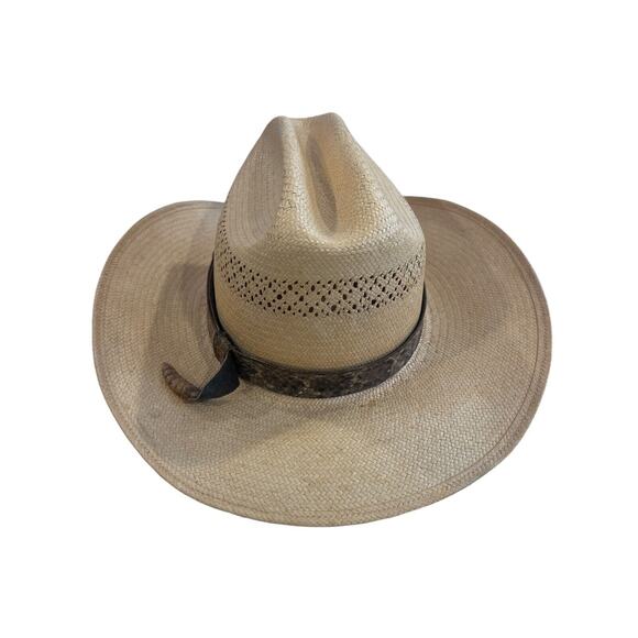 Stetson Rattlesnake Straw Cowboy Rattle Included Hat Size 6 7/8 - 55 6X - Picture 3 of 16